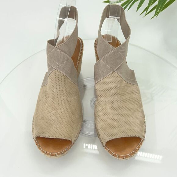 Gentle Souls Women's Colleen Sandal 10 Espadrille Wedge Cross Strap Tan Suede - Picture 4 of 15